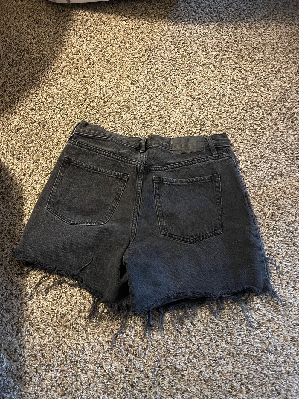 PacSun Black High-Rise Frayed Hem Denim Shorts
